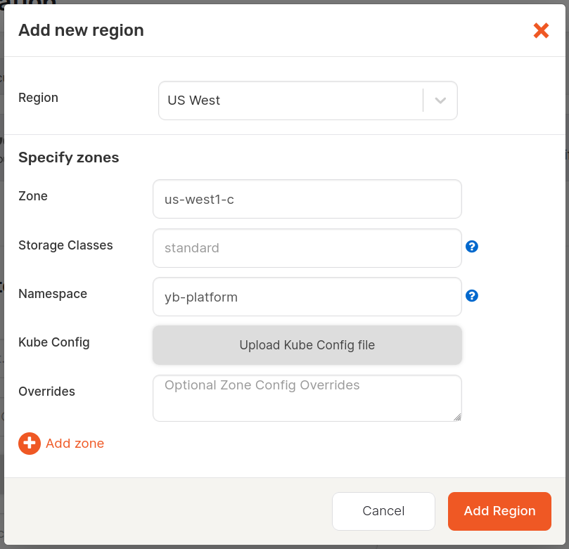 K8s Configuration -- zone config