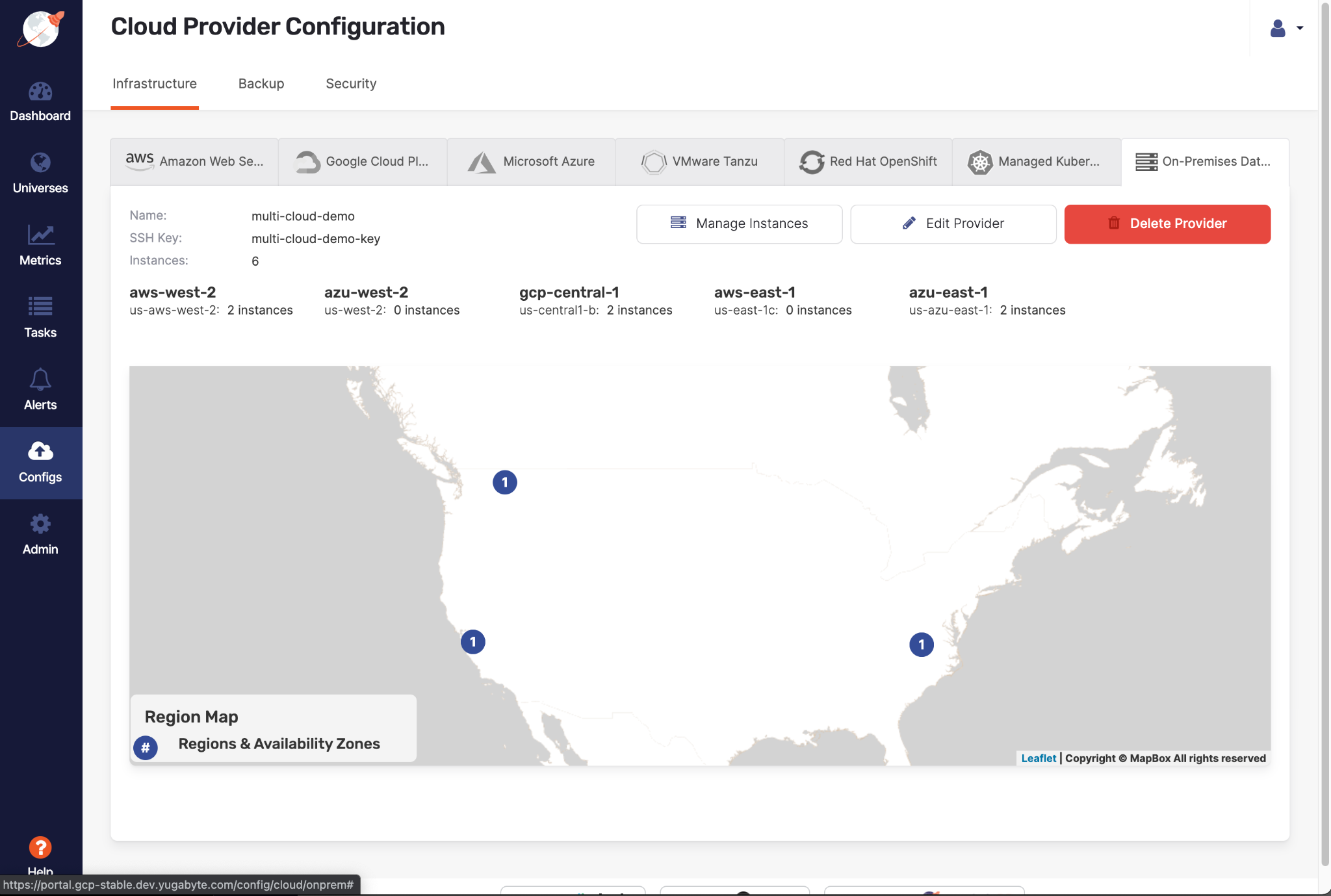 Multi-cloud provider map view